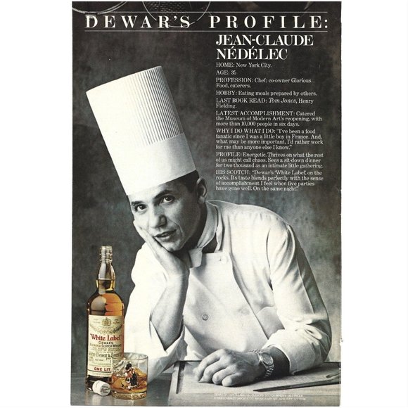 Jean Claude Nedelec Dewar White Labe Scotch Whiskey 1980s Vintage Print Ad 8 inc - Picture 1 of 4
